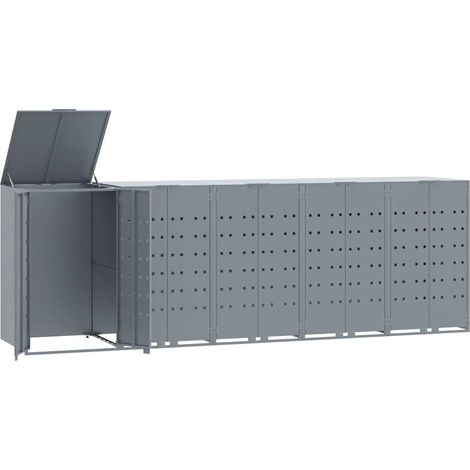 Rollcontainer für Mülltonnen für 5 graue Stahlbehälter