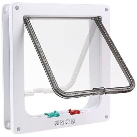 Porte battante pour chiens et chats, 4 voies, 19x19,7x5,3 cm, blanche (1/5)