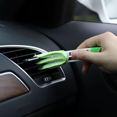 Brosse de nettoyage 2 en 1 PE pour grille d'aération de voiture, amovible et lavable, brosse ergonomique en plastique durable pour nettoyage intérieur de voiture, véhicule, bateau (1/5)