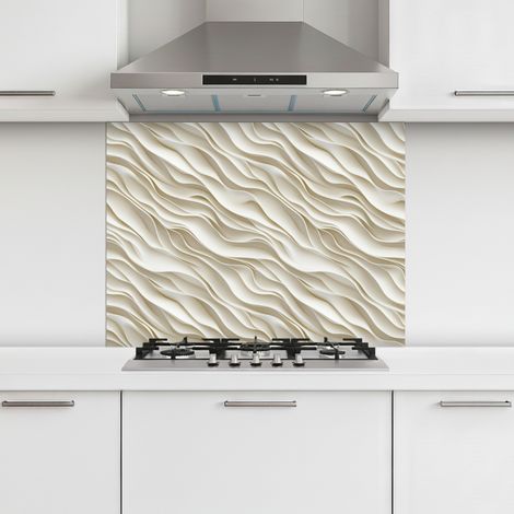 CRÉDENCE CUISINE Vagues - Blanc - Minimaliste 80x60 cm
