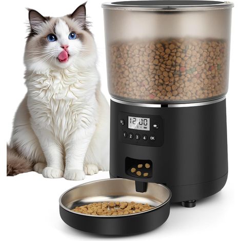 Automatischer Katzenfutterspender, 4 l, automatischer Katzennapf mit programmierbarem Timer, 1–4 Mahlzeiten pro Tag, für kleine Hunde (1/5)