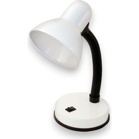 Lampada da tavolo scrivania max 40W completo di braccio cavo e interruttore - Bianco (1/3)