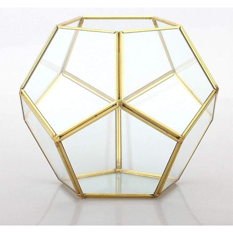 1 Terrarium géométrique, structure métal et verre, 19,8x19,8x16,5 cm, pour plantes succulentes, décoration intérieure (1/5)