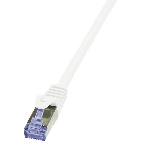 LogiLink CQ3121S RJ45 Netzwerkkabel, Patchkabel CAT 6a S/FTP 30.00 m Weiß Flammwidrig, mit Rastnasen