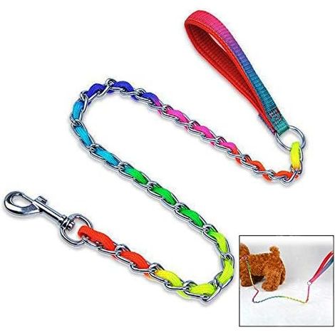 Hundeleine mit Stahlkette, einfache Haustierleine mit gepolstertem Nylongriff, 1 Meter
