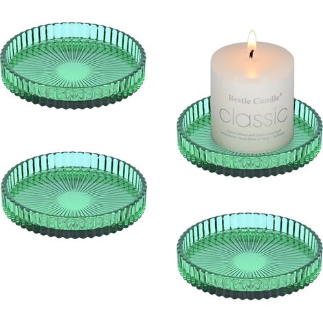 Pièces Porte Bougie Pilier en Verre cm, Support Bougies, Coupelle Bougie Decoration, Bougeoir Decoratif pour Noël, Famille Fête, Mariage Decoration et Dîner (Vert) (1/5)