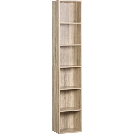 Bibliothèque étagère ouverte en MDF et panneau de particules 30 x 24 x 158,4 cm finition chêne (1/5)
