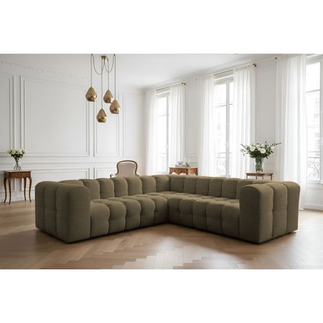 Ecksofa Designersofa SOLVIE XS in Stoff Moly Moosgrün Seite Universal (1/3)