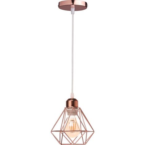 Plafonnier Rétro Or Rose Suspension Luminaire Vintage D'Intérieur Suspension Lustre E27 Cage En Métal (1/5)