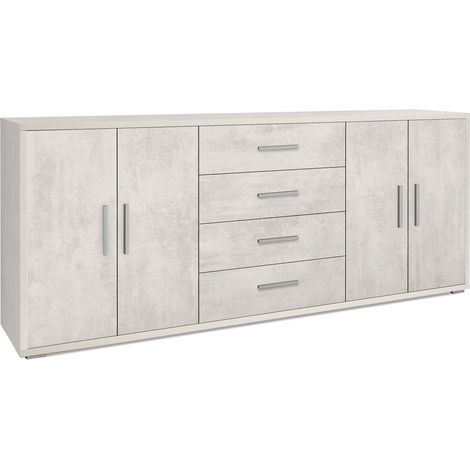 Mobile Basso 4 Ante 4 Cassetti 203x84x41 cm Ossido Bianco (1/3)