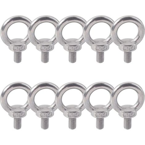 Anneau De Levage 304 Acier Inoxydable Filetage Mâle Boulon À Oeil M5X10 Boulon Vis Machines Épaule Levage de Poids Marin Boulons 10 PCS