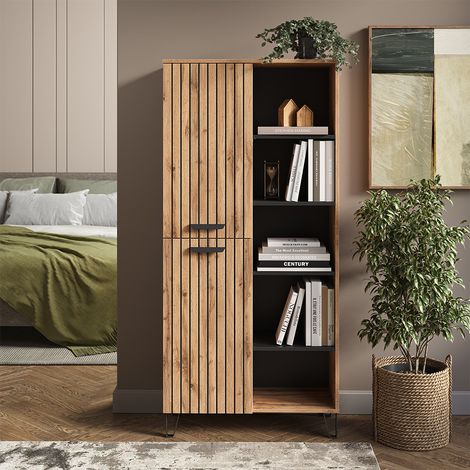 Garderobe Amber, Eiche Wotan, 80 x 172 cm mit 5 Fächern, Vicco