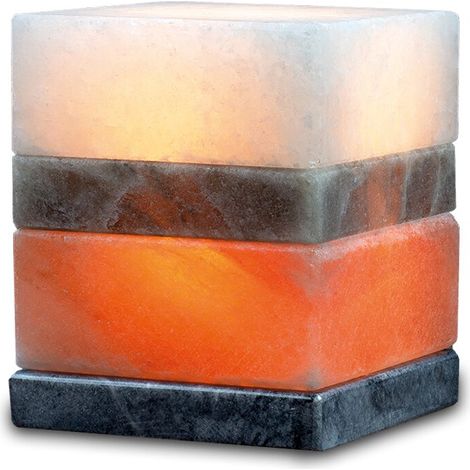 Lampada di Sale Himalayano Multicolore a forma di Cubo con base in legno 4Kg (1/2)