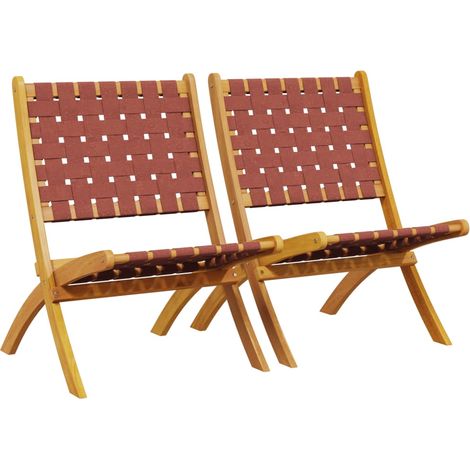 Maison Exclusive - Chaises pliantes (lot de 2) en bois massif d'acacia rouge et tissu (1/5)