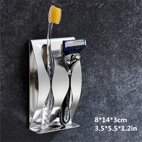 Soporte para cepillos de dientes y maquinillas de afeitar, acero inoxidable pulido y resistente a la oxidación, organizador de pared autoadhesivo para baño y ducha, bandeja para cepillos de dientes B (1/4)