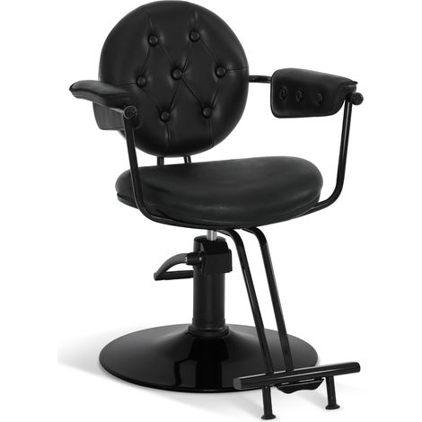 BarberPub Friseurstuhl mit Hydraulikpumpe 360° Drehbar, Friseureinrichtung Barber Chair Höhenverstellbar, Barber Stuhl Friseursessel PVC Kunstleder Vintage, 3159 (Schwarz) (1/5)