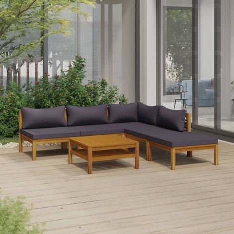 FIMEI Salon de jardin 6 pcs avec coussin Bois d'acacia solide (1/5)