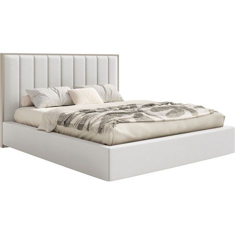 Selsey Togents - Polsterbett 140x200 mit Veloursbezug, Bettkasten und LED, Weiß
