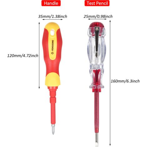 Jeffergarden Jeu de tournevis isolés Penggong 9714B 500 V, ensemble de 12 pièces, outil à double extrémité avec poignée antidérapante, stylo testeur professionnel multifonctionnel haut de gamme (1/5)