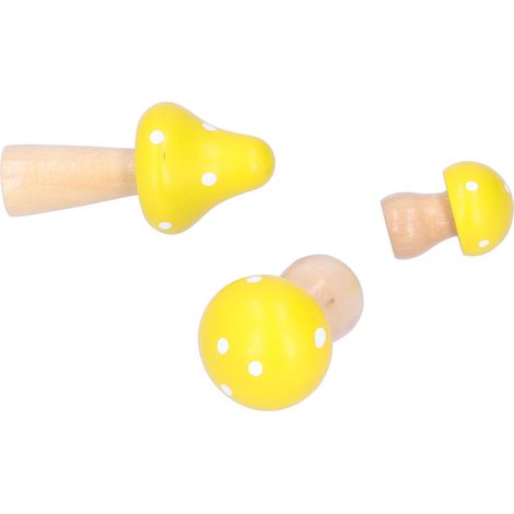 Lot de 3 décorations champignons en bois mignons et originaux pour bureau ou maison, jaune (1/5)