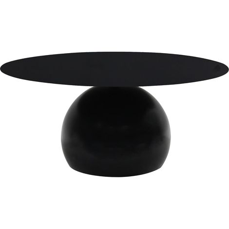 Hallowood Furniture Bourton Black Round Coffee Table, 70cm Full Metal Side or Centre Table in Chic Barrel Design for Lounge, Bedside or Compact Spaces, Small Coffee Tables for Living Room