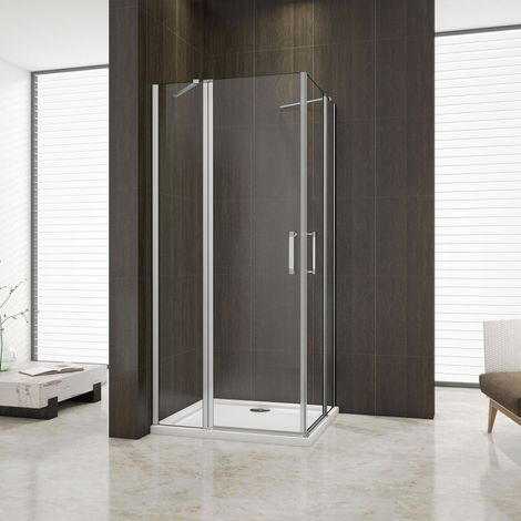 Mamparas de Ducha Doble Puerta Pivotante Gris mate 5mm Angular 100x100x185cm (1/5)