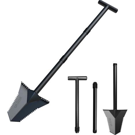 Bêche de Jardin, Pelle De Jardin Robuste A Manche en T, Coupe-Racines A Manche Long Et Court, Outils De Jardinage pour La Détection des Métaux, Repiquage, Camping, 80 Et 116 cm (1/5)