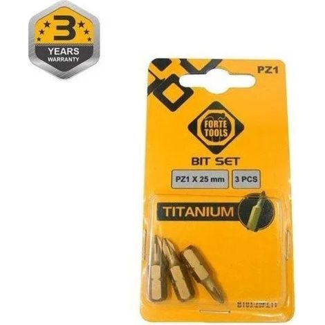Puntas de destornillador Forte bt03-25pzt recubrimiento titanio 25mm