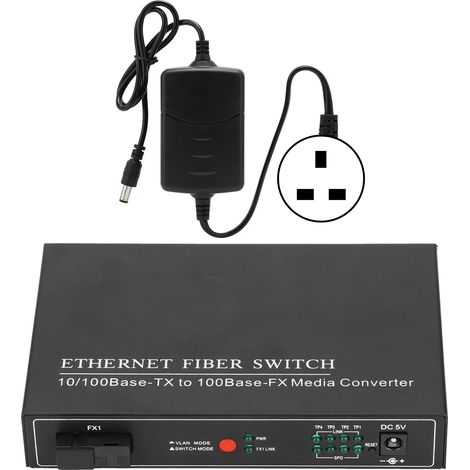 TBC-MC3414ES20A 4-Port-Glasfaser-Ethernet-Switch, einfache Installation, robustes Design für Computernetzwerke, 100–240-V-Netzteil mit UK-Stecker