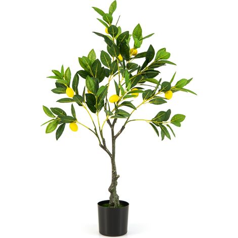 Albero di limone artificiale 80cm con frutti e vaso di cemento (1/4)