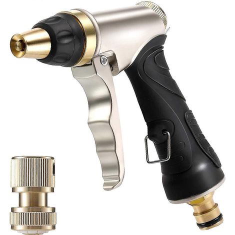 Spray Gun with Brass Nozzle, Heavy Duty, High Pressure, Adjustable from Jet to Spray, for Car & Pet Wash, Garden / Sidewalk Cleaning (1/4)