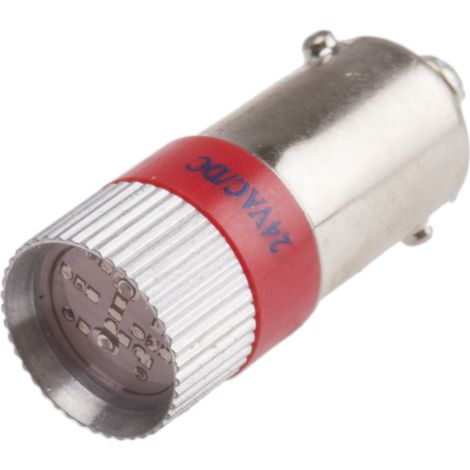Voyant à LED Rouge, culot BA9S, 24V c.a. / V c.c. ( Prix pour 1 )