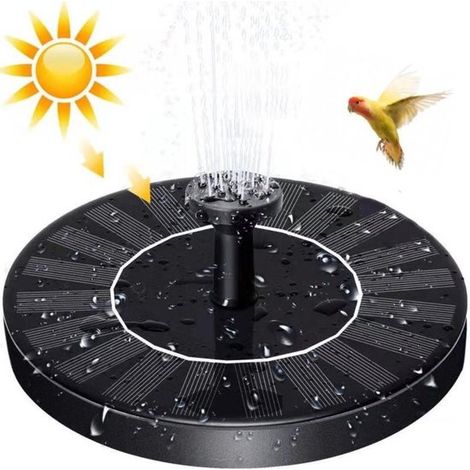 Fontaine solaire avec 8 accessoires, flottante, écologique, élément décoratif aquatique, petite fontaine Ø 16 cm, pompe à eau solaire pour usage extérieur (1/5)