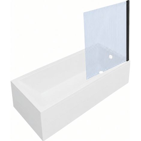 Baignoire rectangulaire VitrA Neon 170x75cm + Pare bain droit AURYS Raywall noir mat profilé droite
