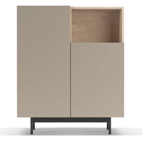 Mueble auxiliar modelo-602-1 acabado roble/arena, 110 cm (alto) x 90 cm (ancho) x 34 cm (prof.) (1/3)