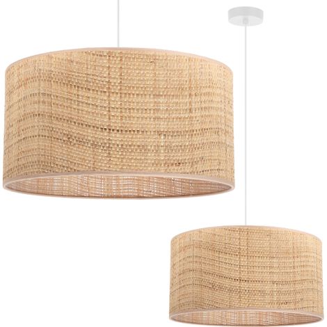 WEISSE RATTAN-HÄNGELAMPE 1 FLACHER RATTAN-LAMPENSCHIRM 40 CM (1/5)