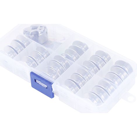 Ensemble de canettes de rechange en métal pour machine à coudre avec étui et enfile-aiguille. (1/5)
