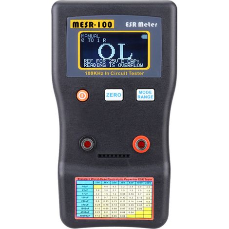 Probador de condensadores ESR MESR-100: Ohmímetro profesional para medir la resistencia interna de condensadores y circuitos. Probador de condensadores con pinzas de prueba SMD. (1/5)