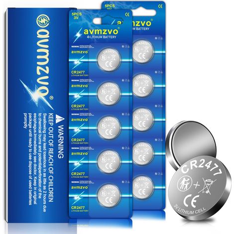 Lot de 10 piles bouton au lithium CR2477, DL2477, 3 V (1/5)