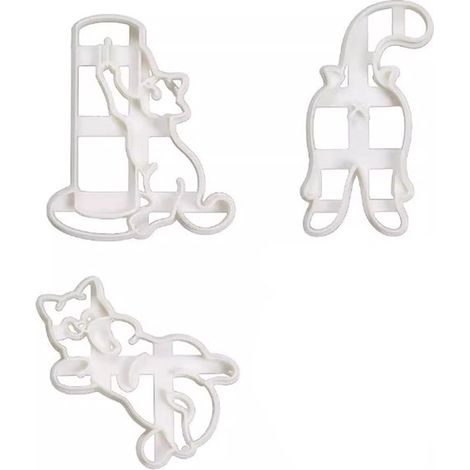 Emporte-pièces - 3 pièces - Set d'emporte-pièces - Kitty - Façonnage de biscuits - Moules à biscuits - Cuisson de biscuits - Formes de biscuits - Moule à Biscuit - Moule à chocolat - Figurines de Bisc (1/5)