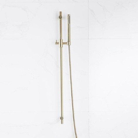 FugaFlow Eccelente Ensemble barre de glissement avec douchette à main, flexible de douche métallique Laiton brossé PVD (Or)