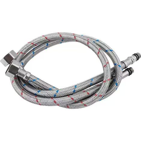 Hot and cold water faucet inlet hose, 1/2 inch stainless steel flexible connector for kitchen sinks and washbasins, single-thread pointed inlet hose -- stainless steel nut + stainless steel pointed ti