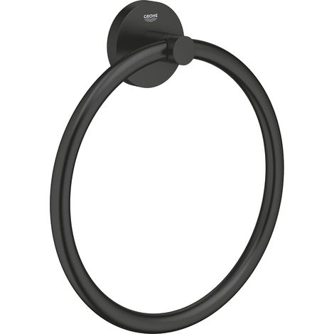 1 Anneau Porte-Serviettes, 200 mm, Métal Noir Mat, Fixations Cachées, Pour Salle De Bains (1/3)