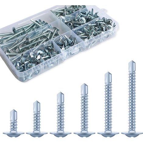 225 pièces de vis auto-taraudeuses en acier inoxydable, vis auto-perceuses, kit assorti M4.2 13 mm / 16 mm / 19 mm / 25 mm / 32 mm / 38 mm (1/5)