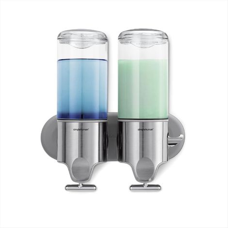Pompes murales Double 444 ML x 3, Distributeur de Savon Mural pour Douche, Salle de Bain, Acier Inoxydable brossé (1/5)