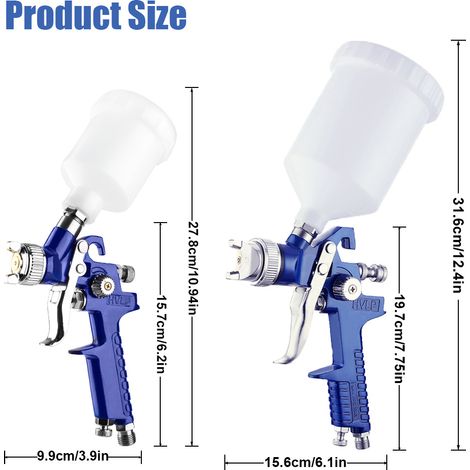 H-827+H-2000 Lackierpistole für Automöbel, Hochleistungs-Spritzpistole, Professionelle pneumatische Grundierungsspritzpistole (1/5)