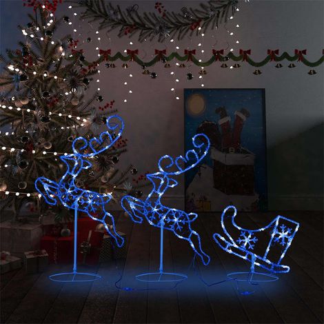 Décoration de Noël - Renne/traîneaux Noël volant Acrylique 260x21x87 cm Bleu -WYW32634 (1/5)