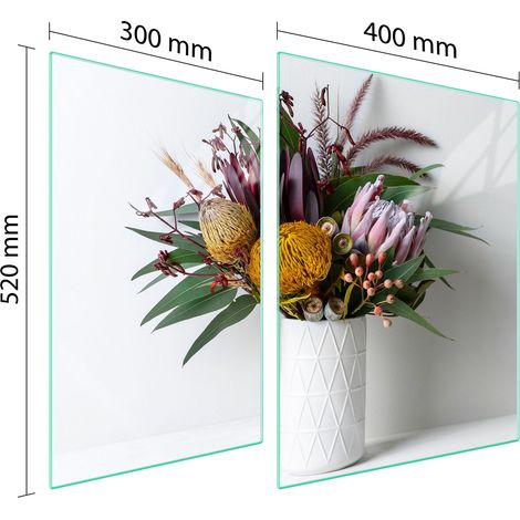 GLASSCHUTZPLATTE FÜR HERD 70x52 BLUMEN (1/5)