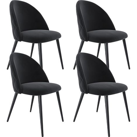 Set di 4 Sedie Imbottite Da Pranzo Ufficio In Velluto Sedia Con Gambe In Metallo Con Schienale Seduta Comoda Per Soggiorno Salotto Camera Design Goodsprings 43 x 47.5 x 80 Cm (Verde) - Colore: Nero