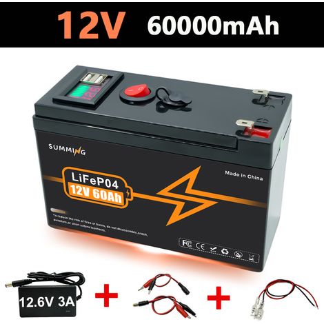 12V 150Ah backup energy storage lithium battery uninterruptible power UPS with relabel support - 60AH + matching charger - 12.6V